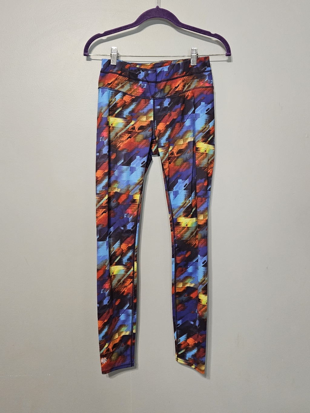 Athleta Multicolor Red Blue Purple Abstract Leggings